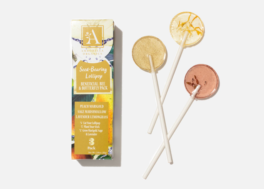 Full View of Amborella Organics Beneficial Bee & Butterfly 3-Pack Grow Lollipops image number 0